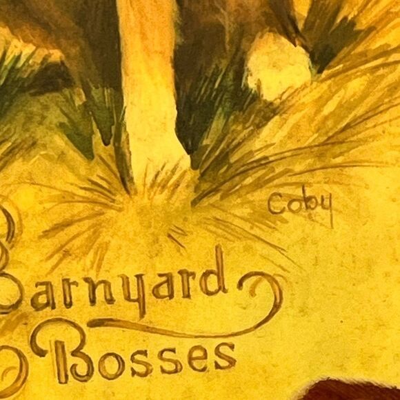 Vintage Coby Wall Art Decoupage Barnyard Bosses Chicken Herding Dog Apple Tree - Picture 3 of 7